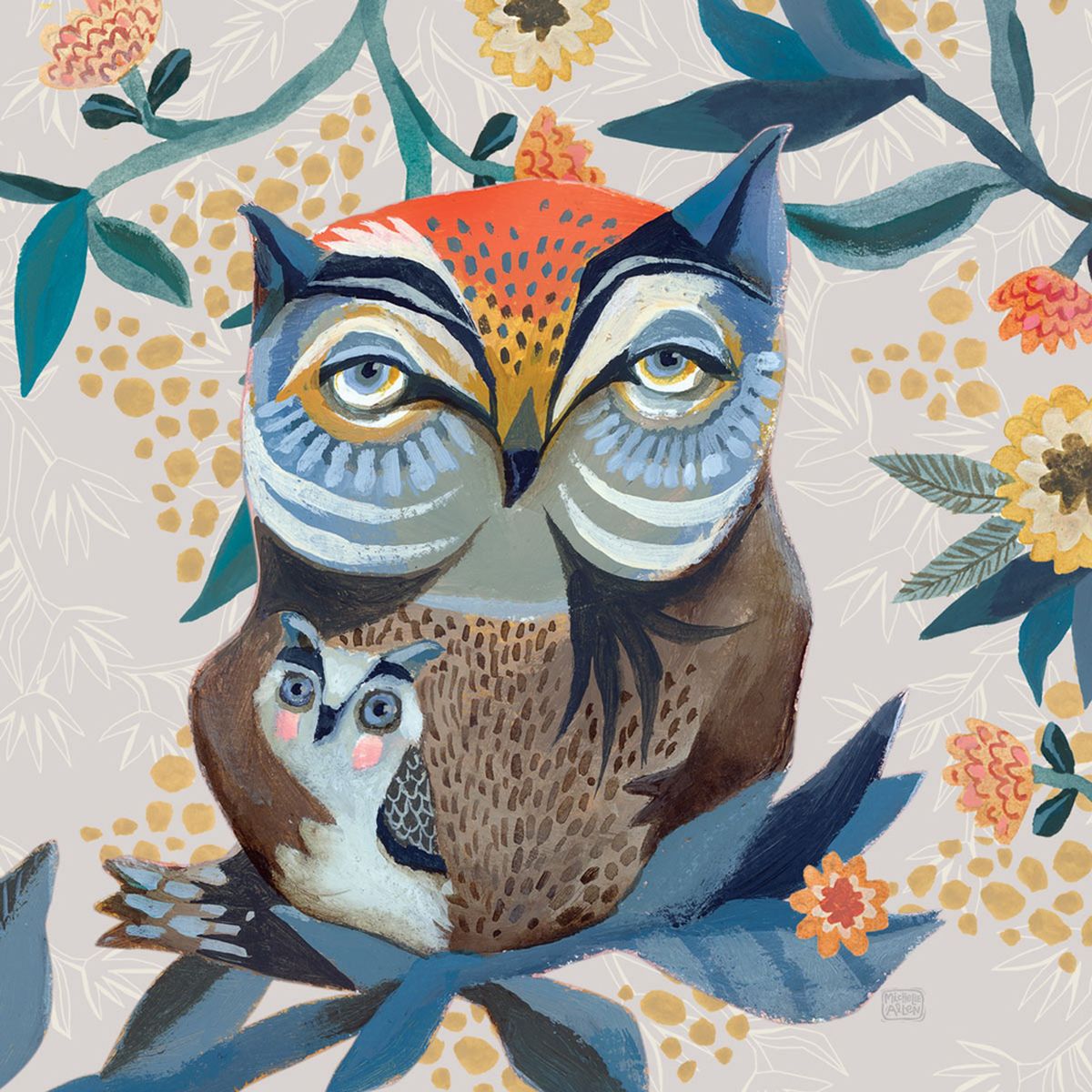 Cotton kitchen towel - The Owl and Owlet By Allen Designs