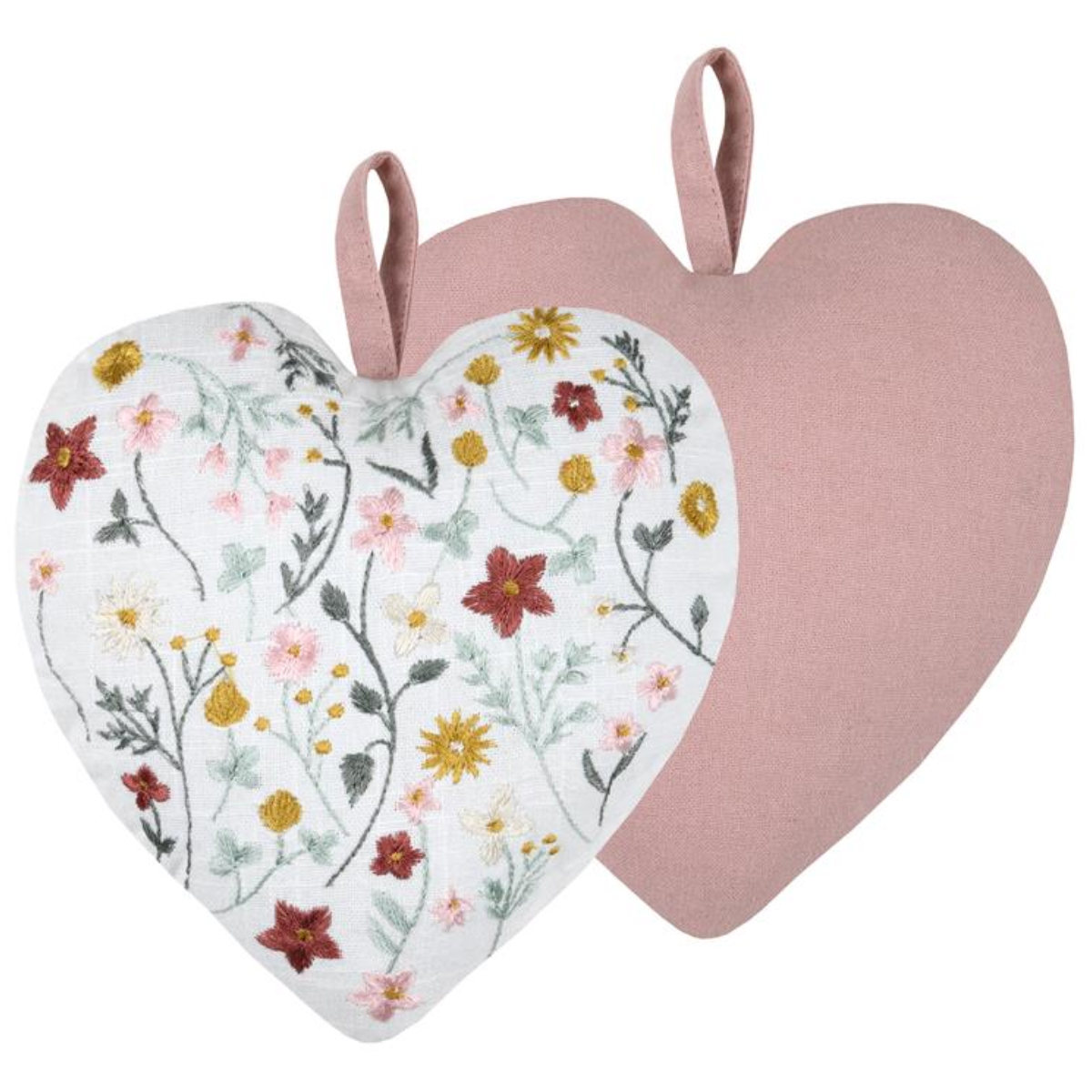 Set of 2 decorative cotton hearts to hang 20 cm - Naomie