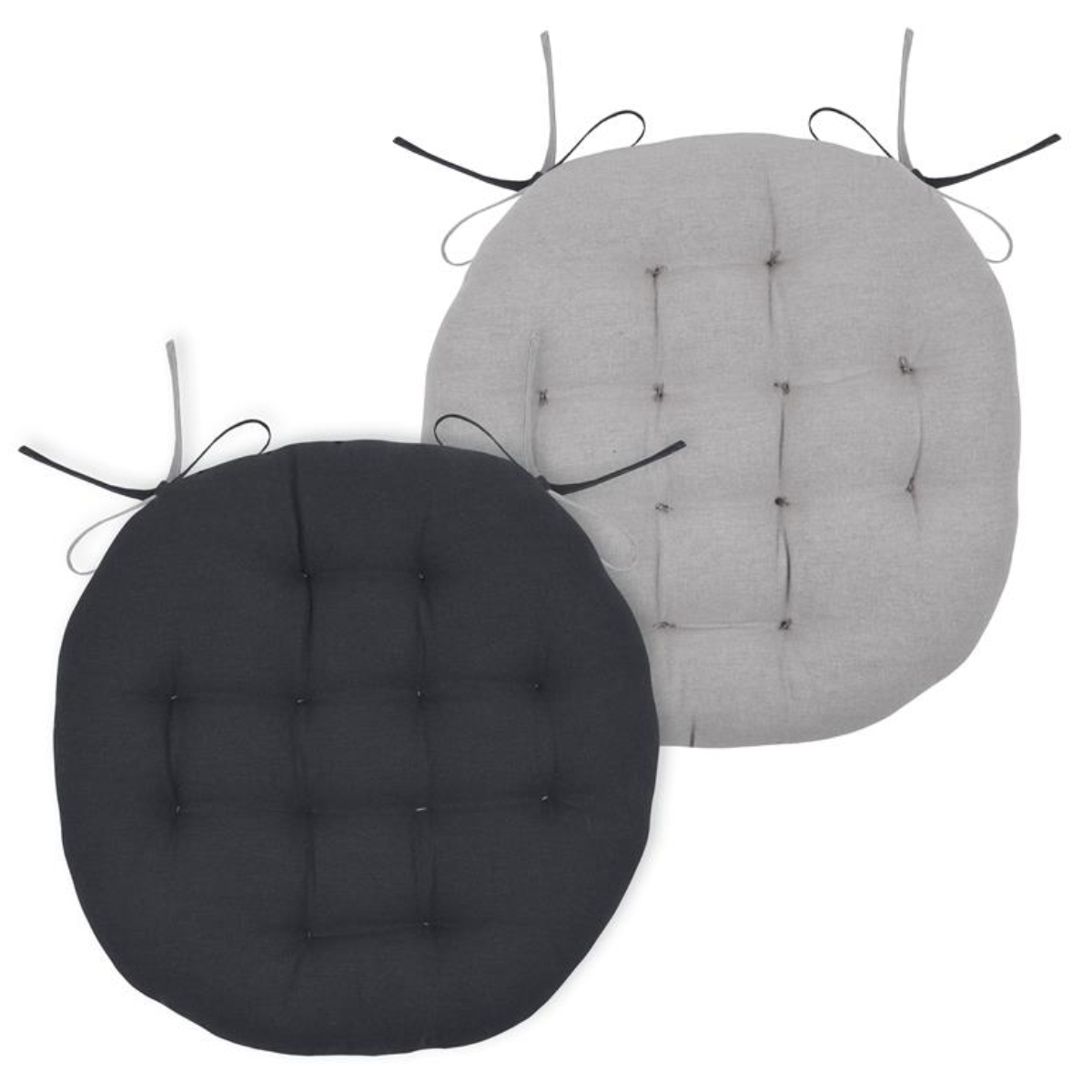 Round chair cushion reversible 38 cm - anthracite and gray