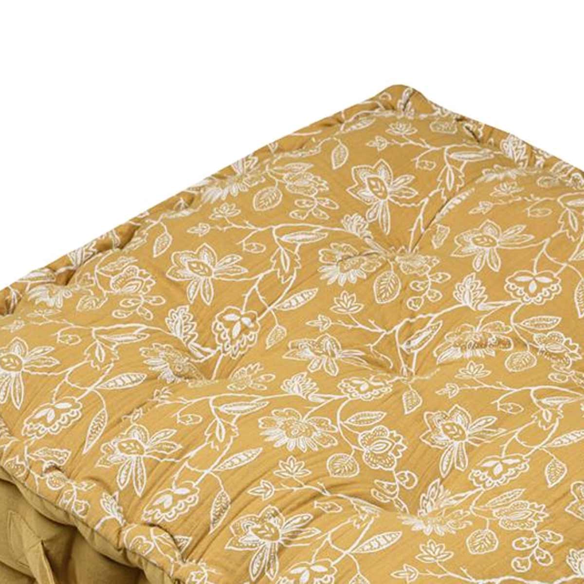 Cotton and Mustard Cotton Gauze Floor Cushion 44 cm