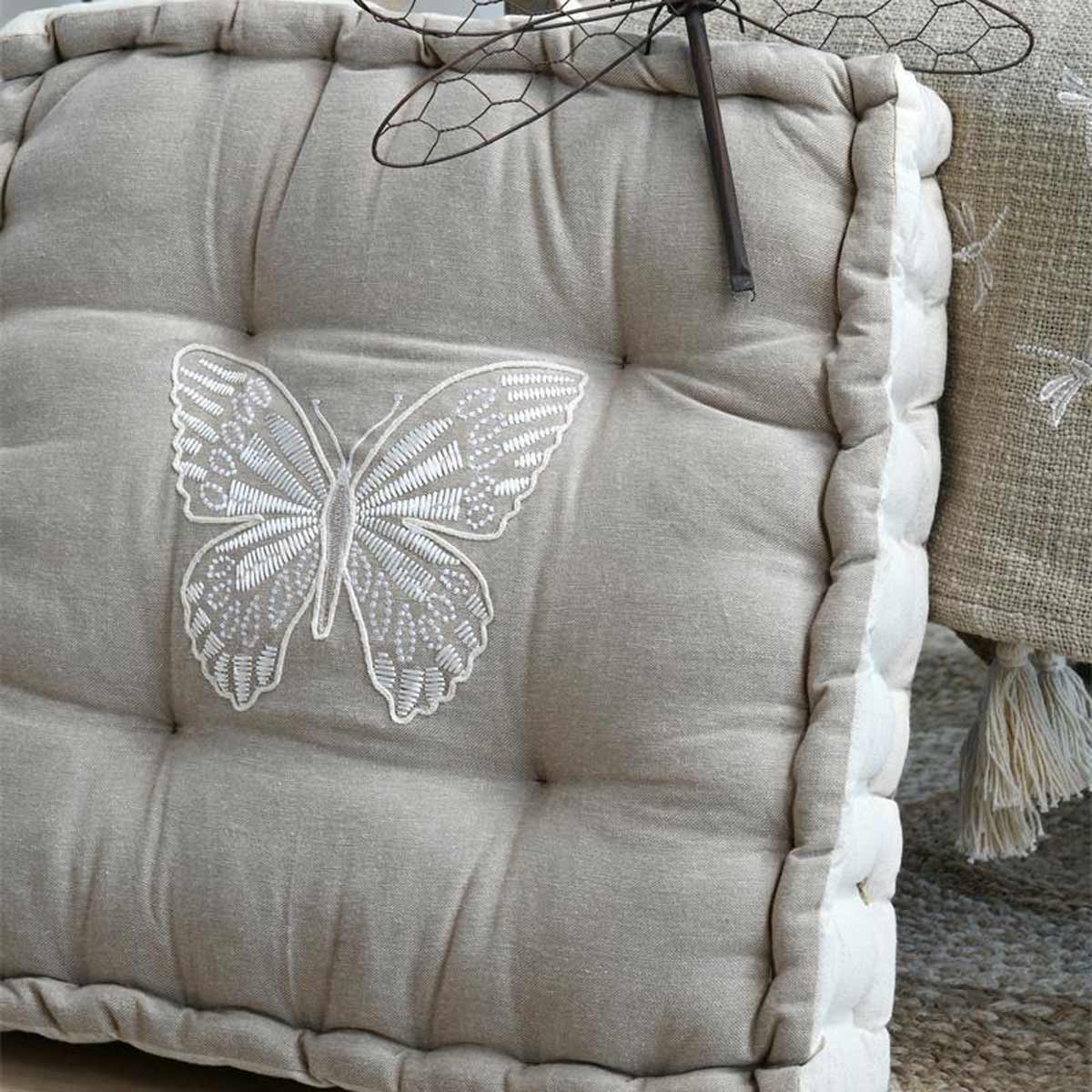 Butterfly Cotton Floor Cushion 44 cm