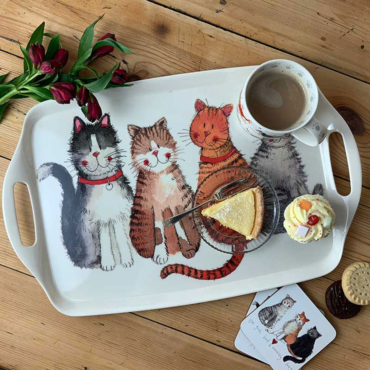 Marvellous Moggies Cat melamine tray by Alex Clark