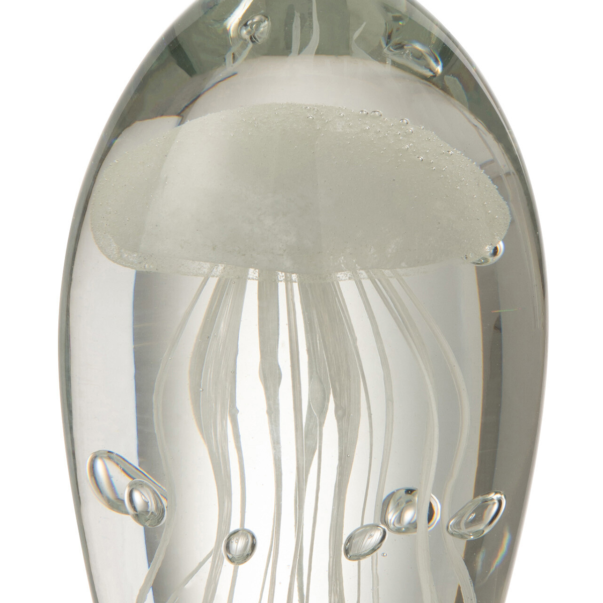 White glass jellyfish paperweight 12 cm