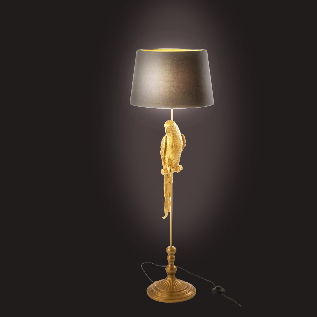 Parakeet golden floor lamp in resin 122 cm