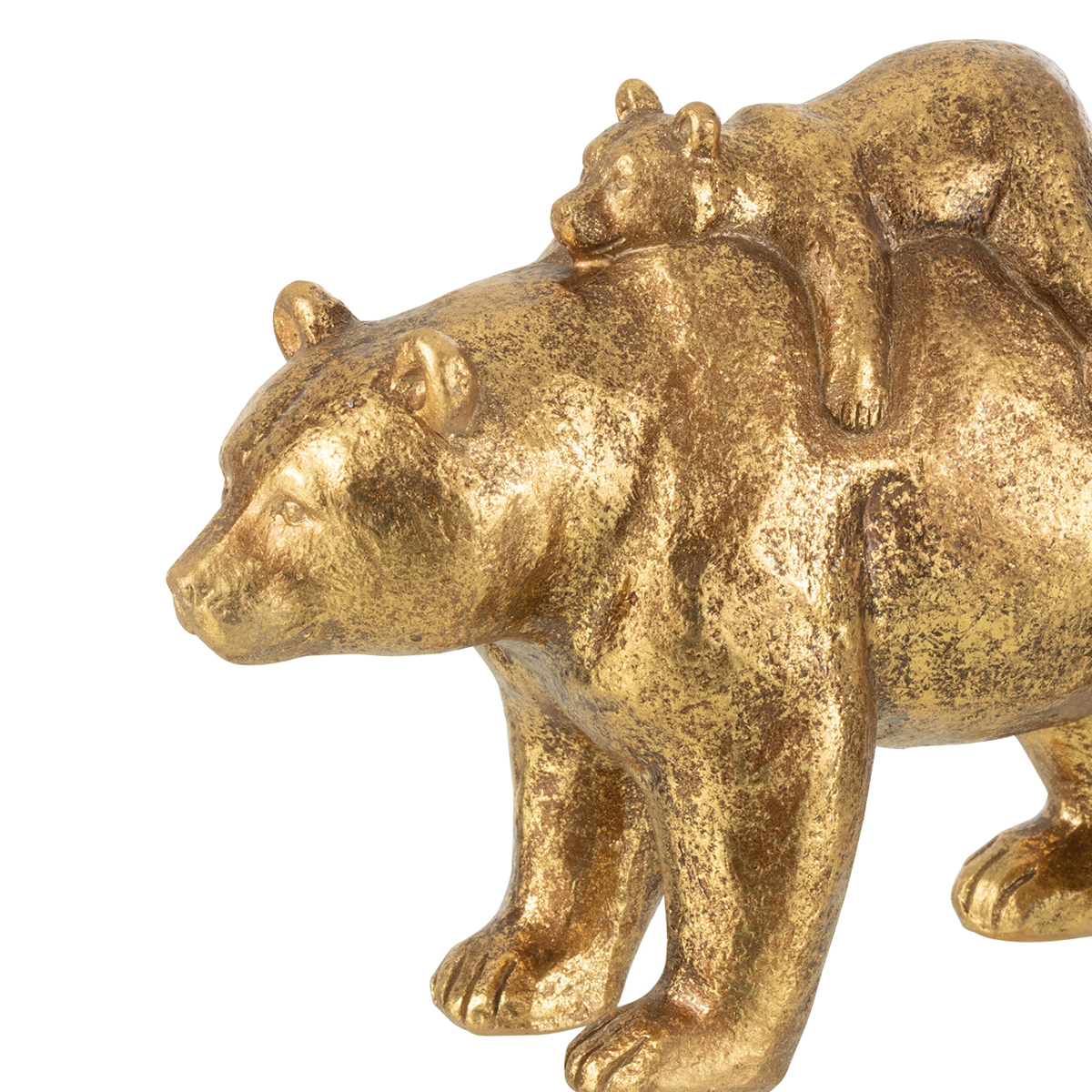 Golden bear and cub statue 15 cm