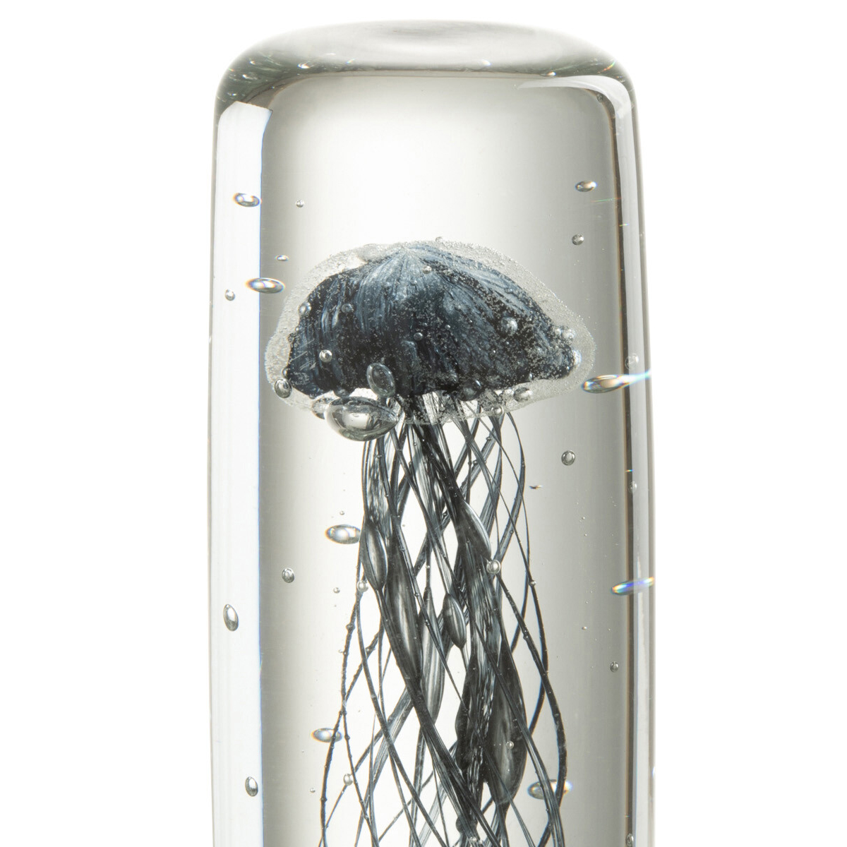 Black jellyfish glass paperweight 18 cm