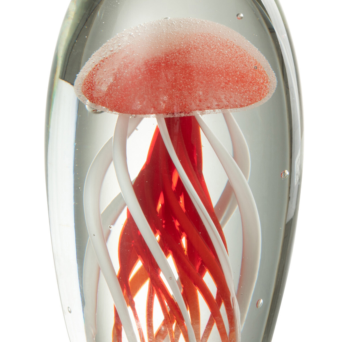 Red jellyfish glass paperweight 16 cm