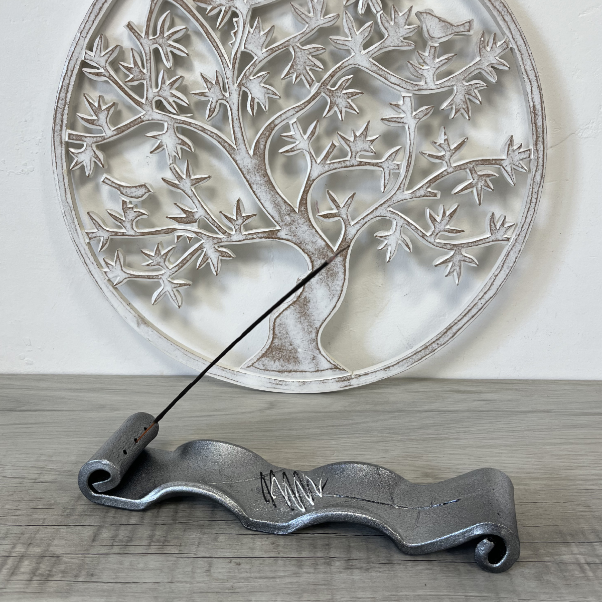 Metallic grey handmade incense holder