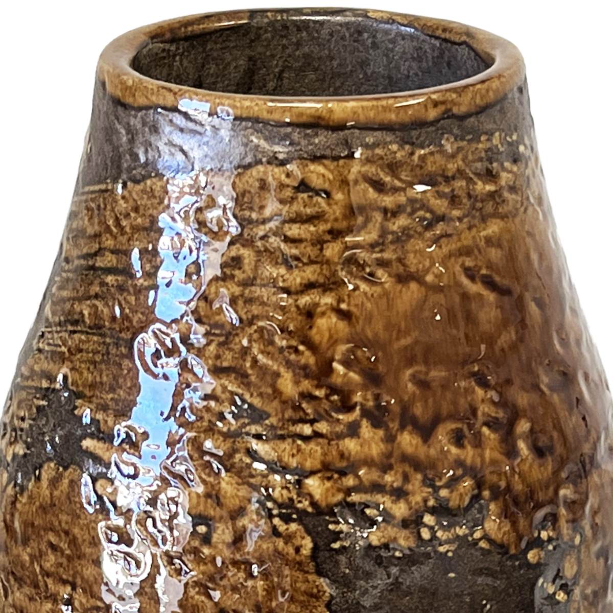 Handmade vitrified brown vase 29 cm