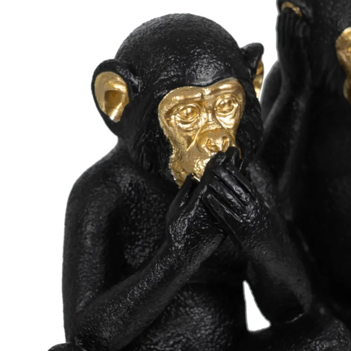 Set of 3 black and gold wisdom monkey figurines