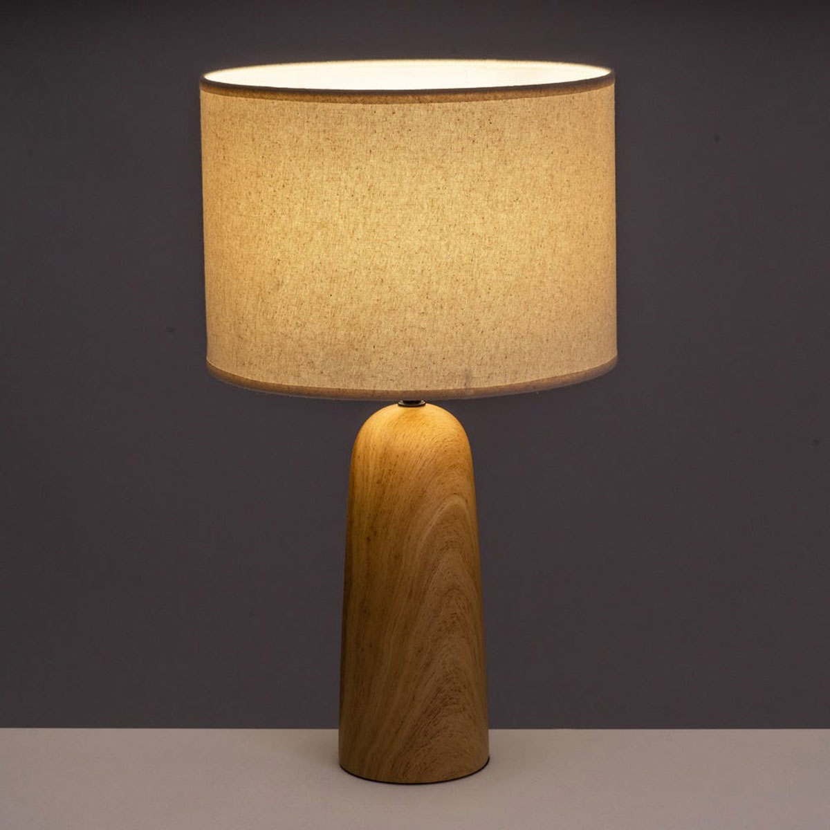 Large Ceramic Wood-look Lamp 49 cm