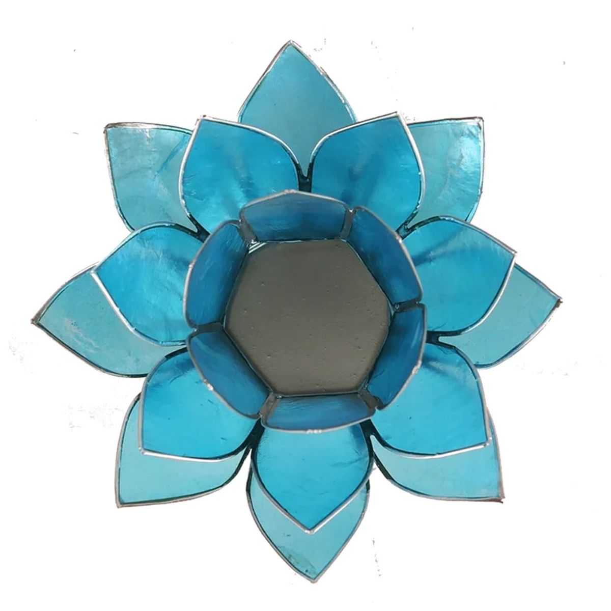 Lotus candleholder chakra 5 Blue silverlining