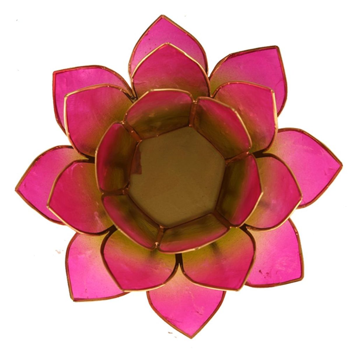 Lotus candleholder Pink and Green goldlining