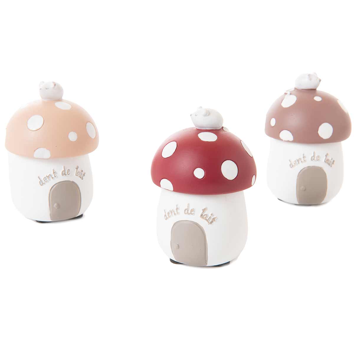 Small resin box for baby teeth in the shape of a mushroom Brown