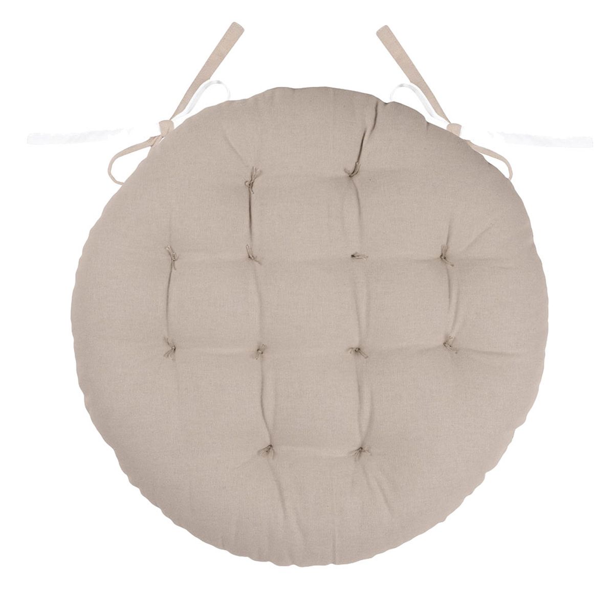 Round chair cushion reversible 38 cm - Ecru and Linen