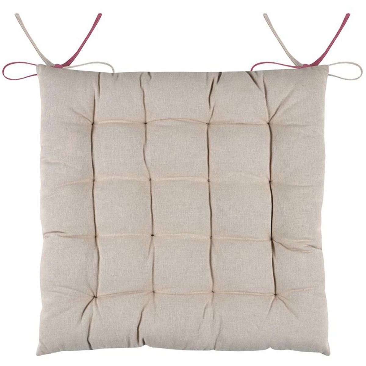 Reversible two-tone chair cushion in cotton - Pink and Linen