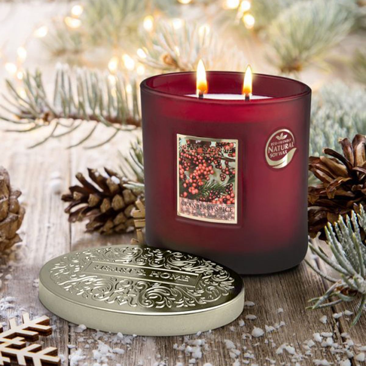 2 Wick Ellipse Candle Heart and Home - Cranberry Spice