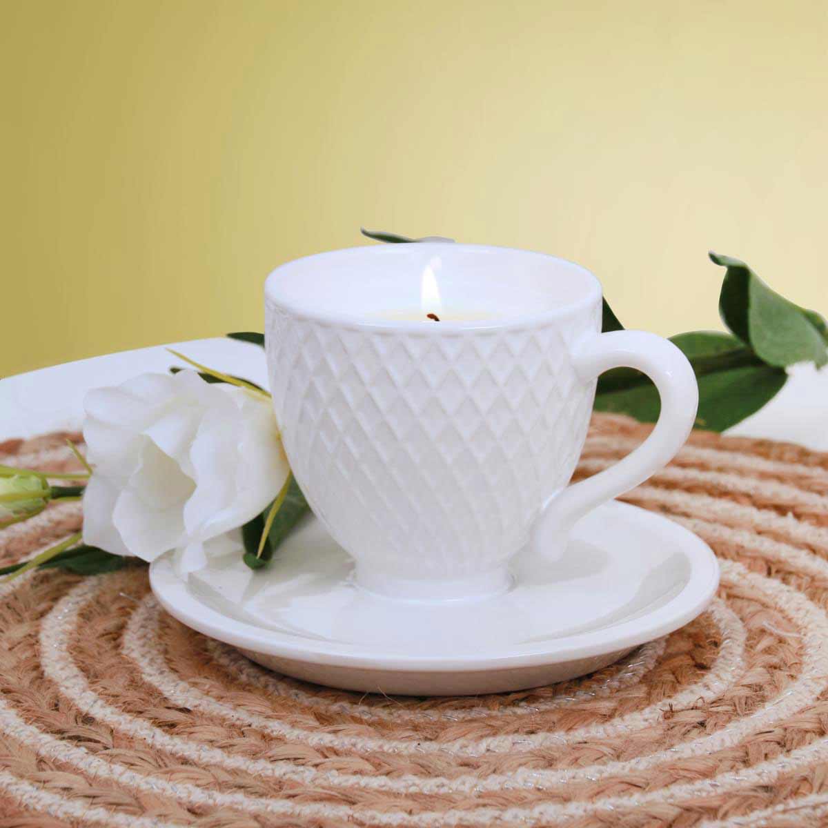 Tea Cup Candle Heart and Home - Lemon Bliss