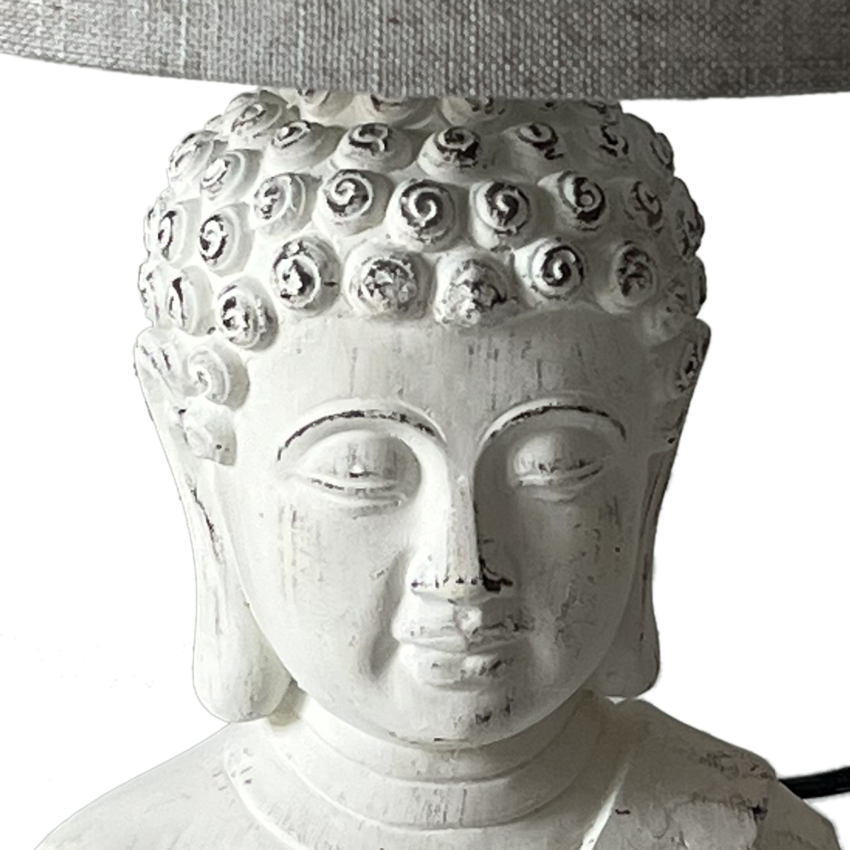 White patinated Buddha lamp