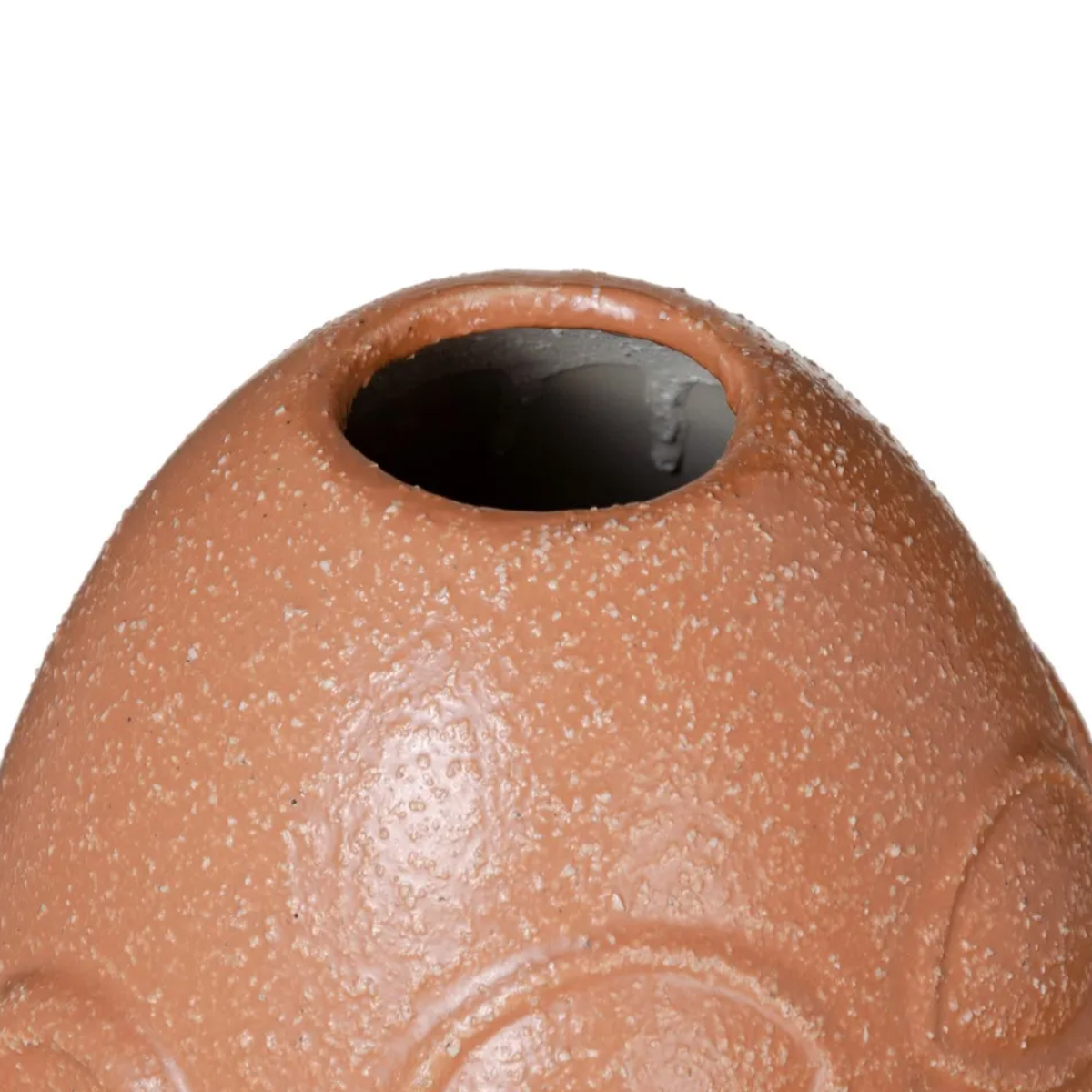 Vase face in orange ocher ceramic