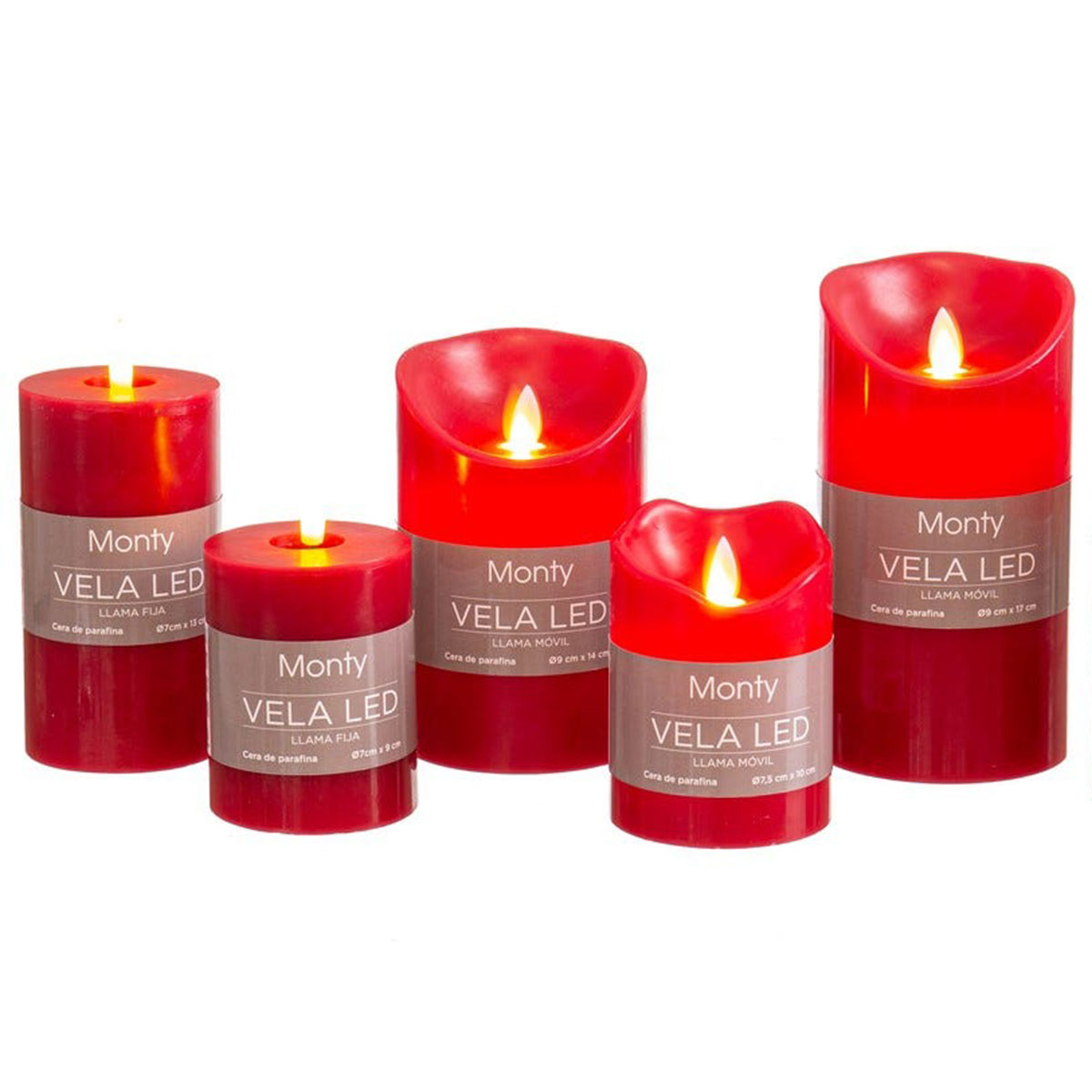 Red LED candle 13 cm