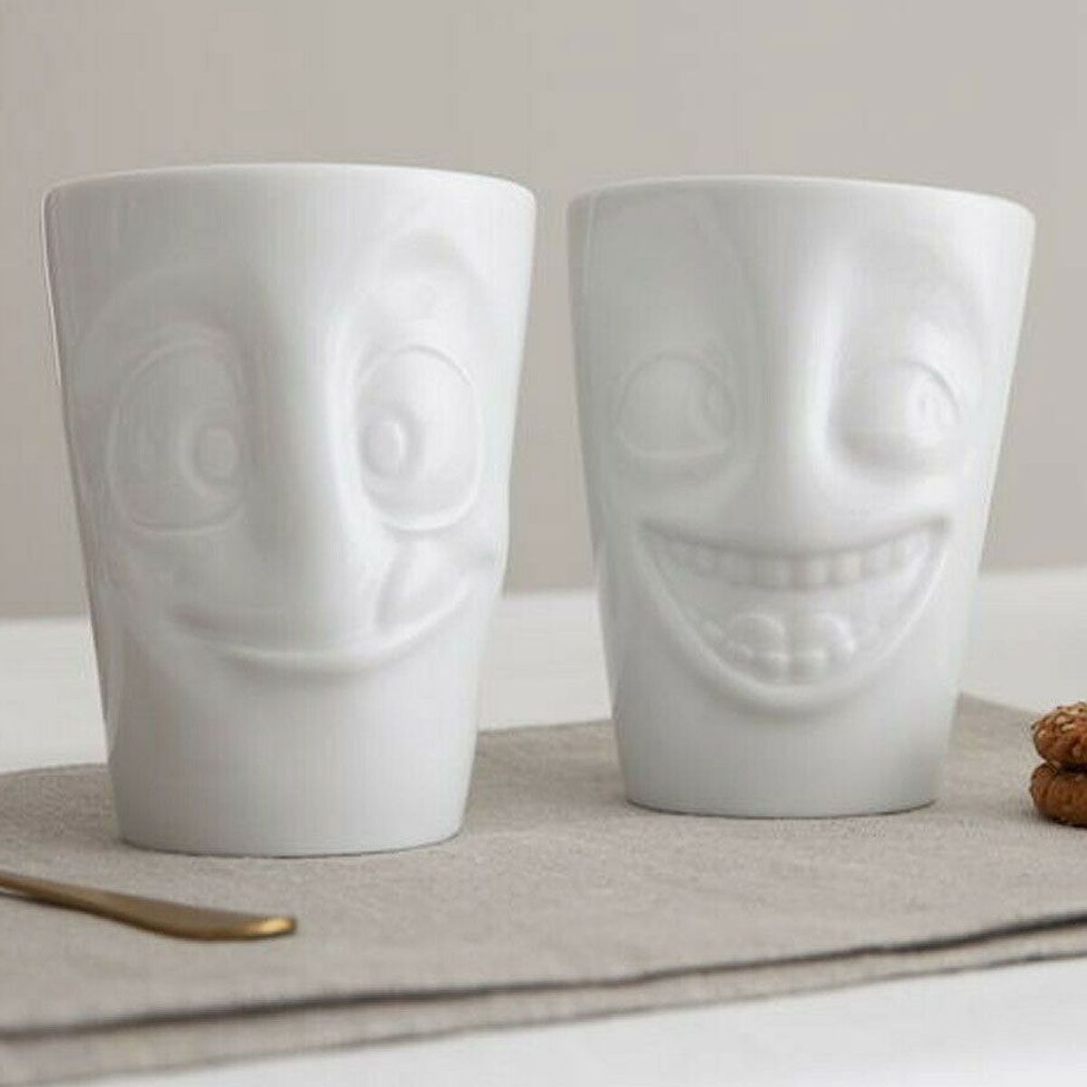 Set of 2 Cheerful and Gourmet Porcelain Tumblers Tassen