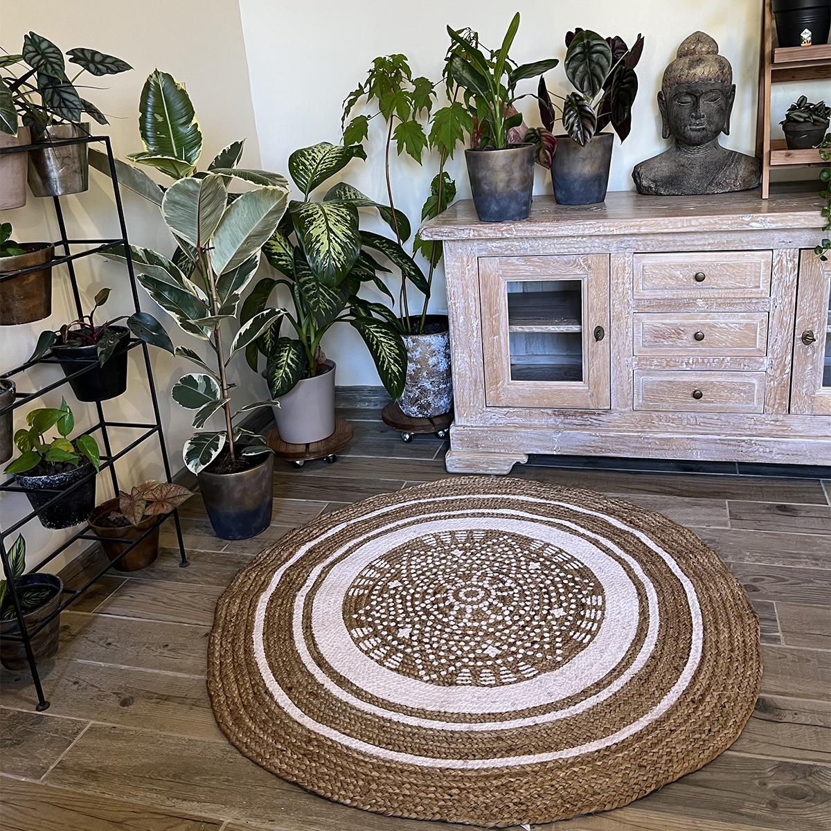 Carpet in Jute Mandala 120 x 120 cm