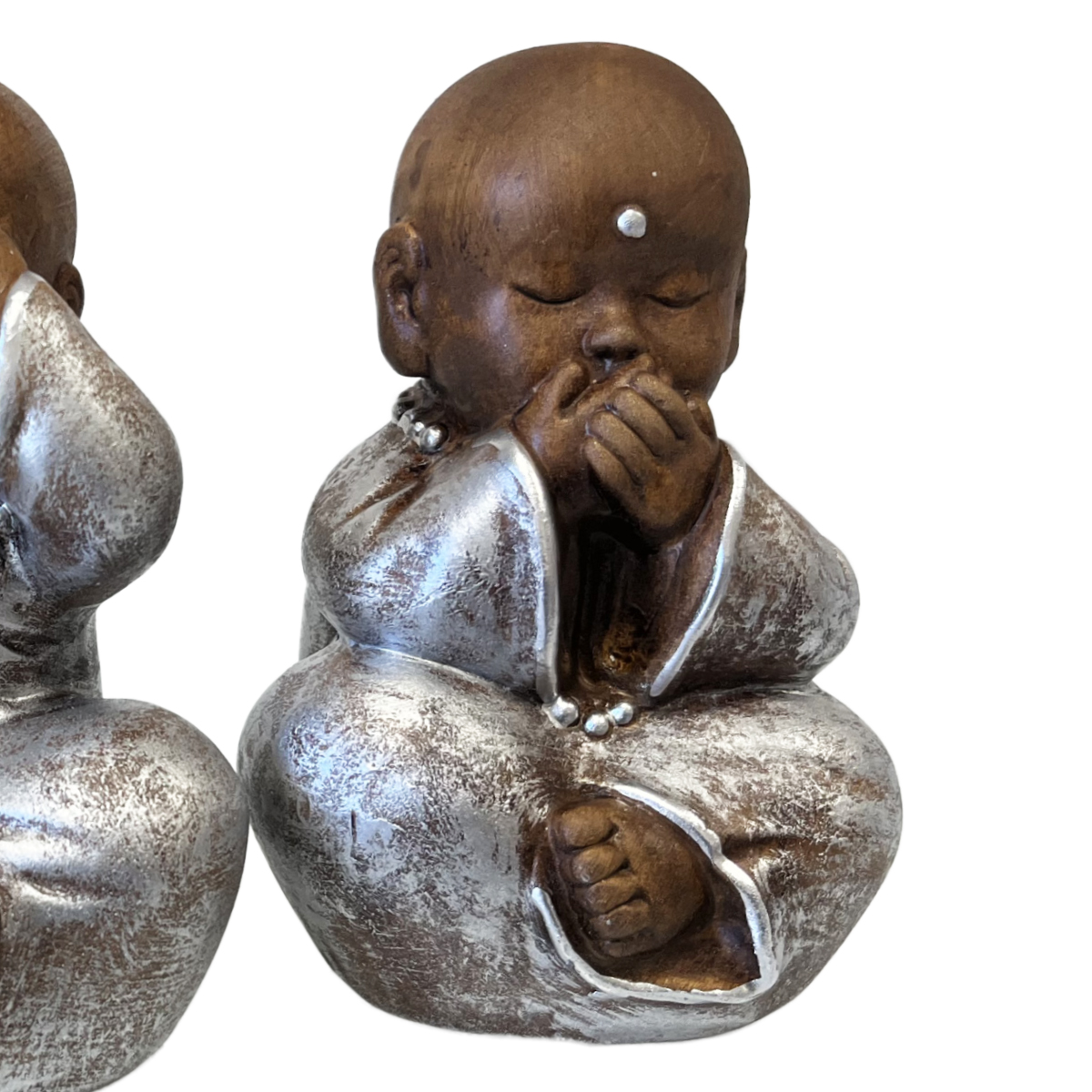 Ceramic statues trio of small Buddhist monks
