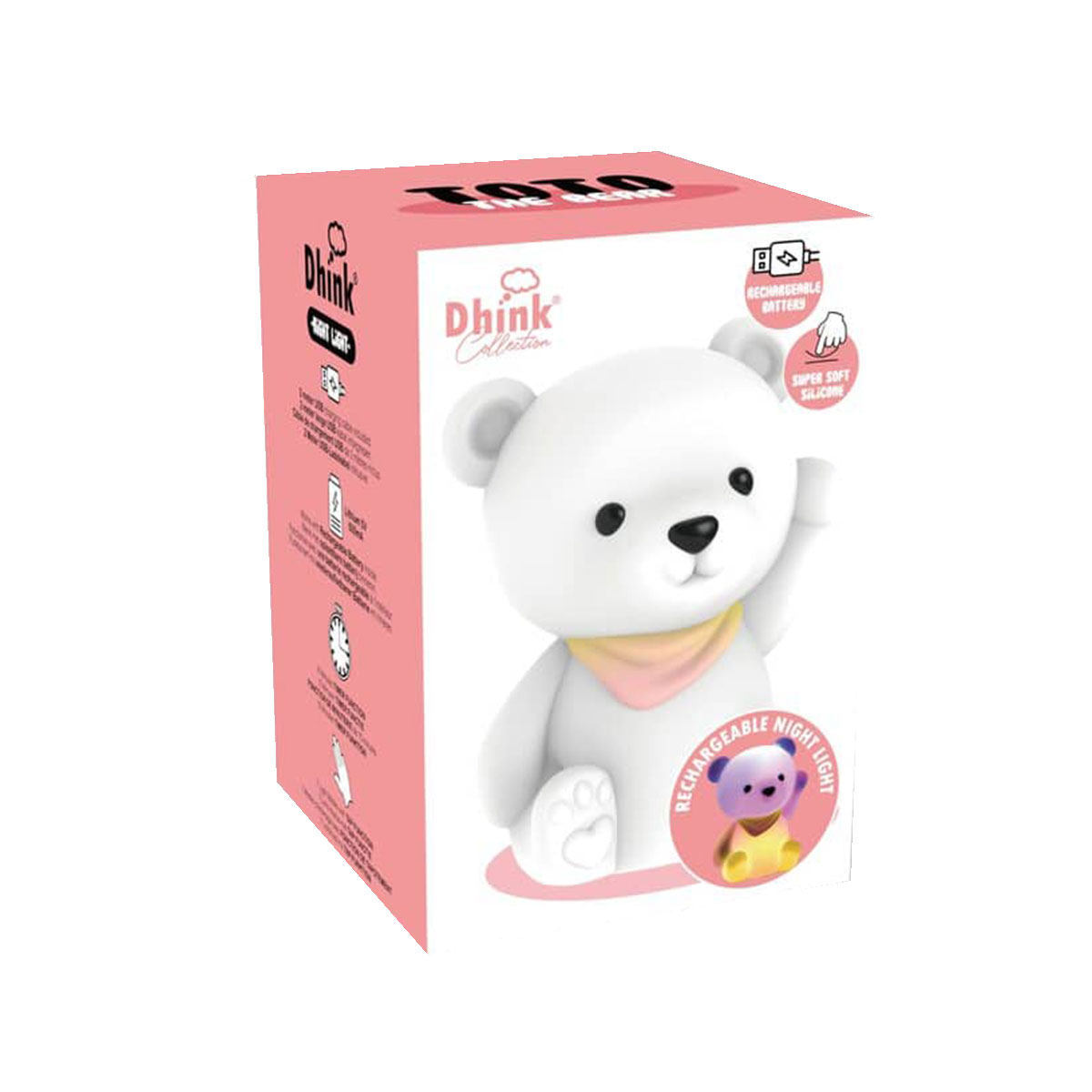 Soft rechargeable silicone night light - bear