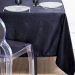 Jacquard anti stain tablecloth charcoal Grey 140 x 140 cm