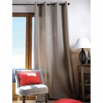 A Linen-colored Eyelet Semi-Sheer Curtain Panel
