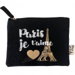Paris black cotton pouch