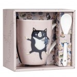 Mug with spoon Allen Desings - Crasy Cat
