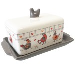 Ceramic Butter dish - chickens