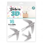 16 Decorative Stickers 3D Gray Swallows