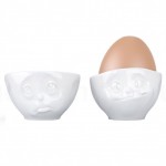 Set of 2 White Porcelain Egg Cups by Tassen - Greedy and Sulky