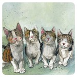Quadruplets Cats Coaster by Alex Clark