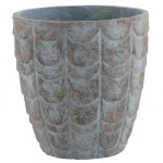 Cache pot with tortoiseshell ceramic reliefs - bluish gray 32 cm