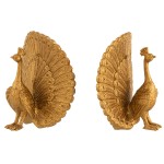 Bookend Peacocks in gold resin