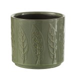 Green foliage ceramic pot cover