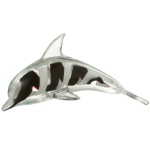 Glass dolphin paperweight 15 cm - black and white