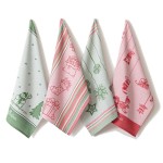 Set of 4 Christmas printed tea towels 50 x 70 cm