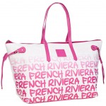 French Riviera white and Pink Large shopping bag