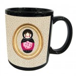 Black mug peas Russian doll by Cbkreation