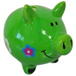 Small Ceramic Piggy Bank - Green