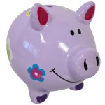 Small Ceramic Piggy Bank - purple