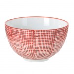 Red bowl with white porcelain grid