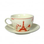 Porcelain mug and cup - White and Red