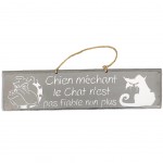 Decorative wooden plate Chien mchant - Light grey