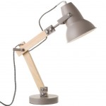 Gray metal and wood flexo lamp - 43 cm